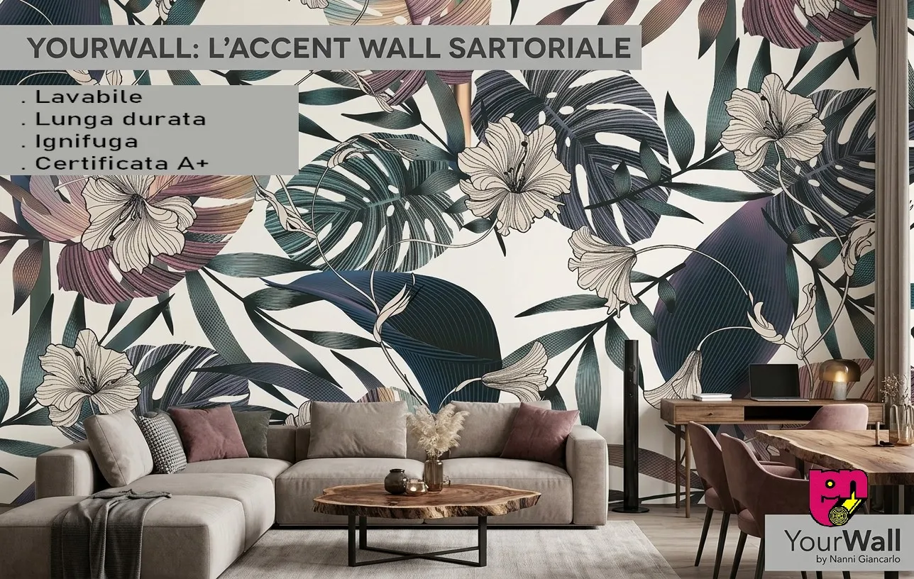 Accent wall con la carta da parati YourWall di Nanni Giancarlo