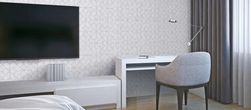 Esempio di carta da parati ignifuga per hotel