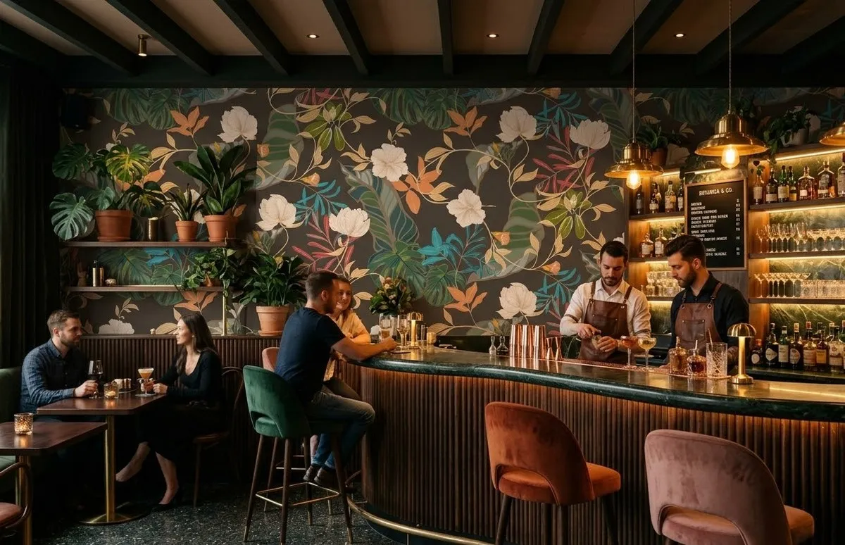 CARTA DA PARATI Bar e Ristoranti - Floreale Esempio di bar con carta da parati floreale