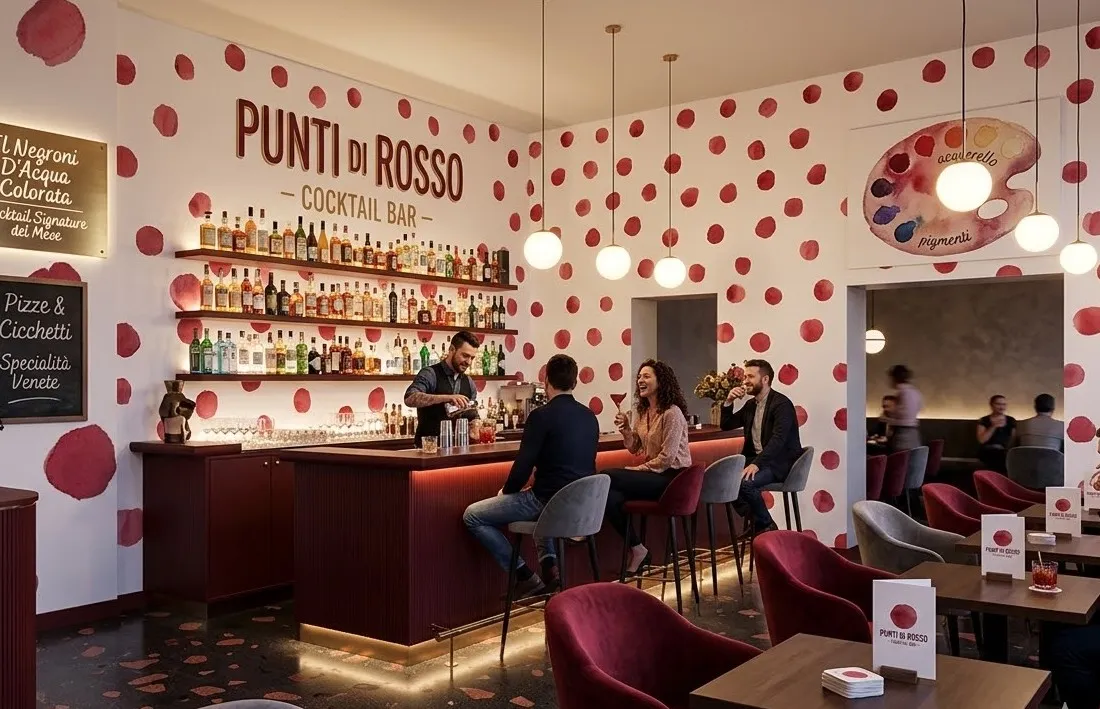 CARTA DA PARATI pareti Bar e Ristoranti - Pois La carta da parati a pois all'interno di bar e ristoranti