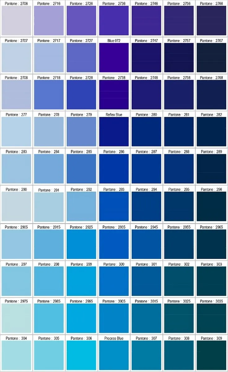 Colori BLU pantone PANTONE blu tonalita tutte le tonalità di blu
