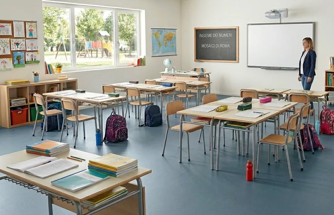 Esempio aula scuola con pavimentazioni monolitiche in PVC Pavinil