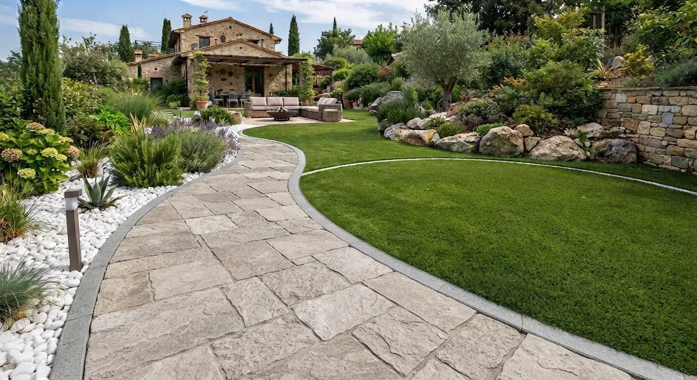Esempio 2 di giardino erba sintetica e sassi