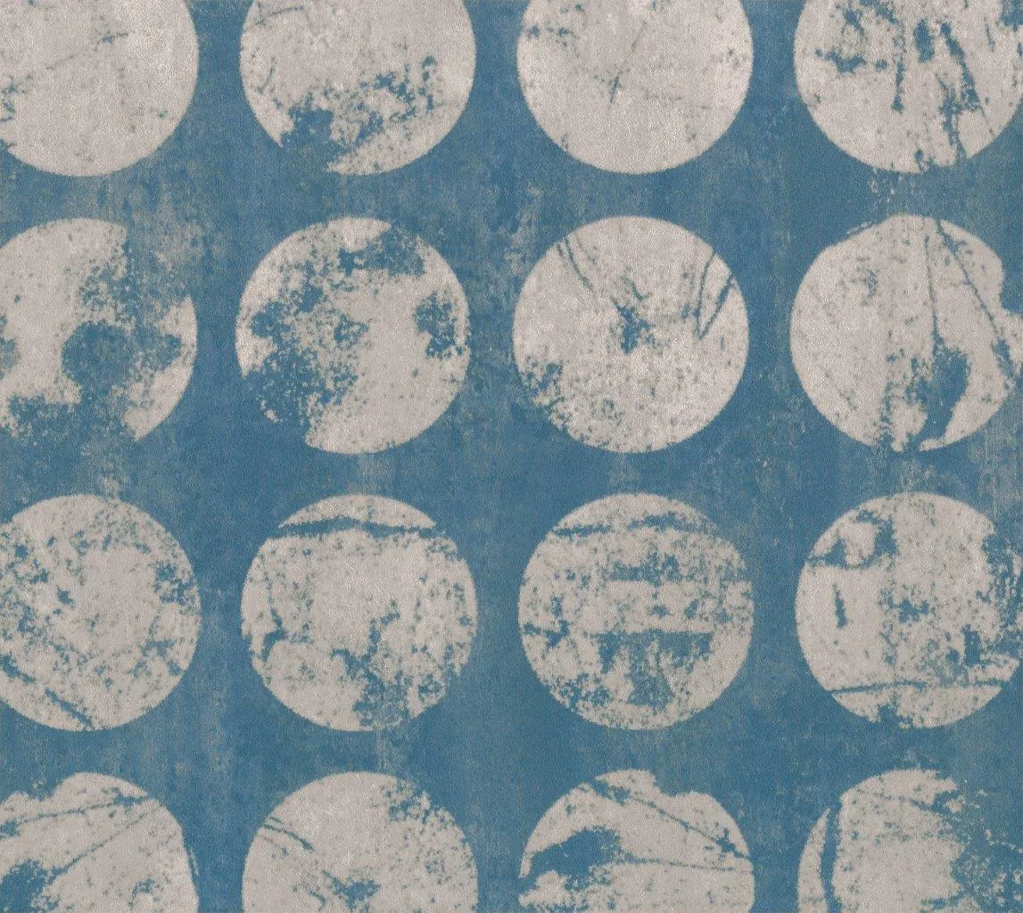 Carta da parati blu deesign geometrico con cerchi - Nanni Giancarlo
