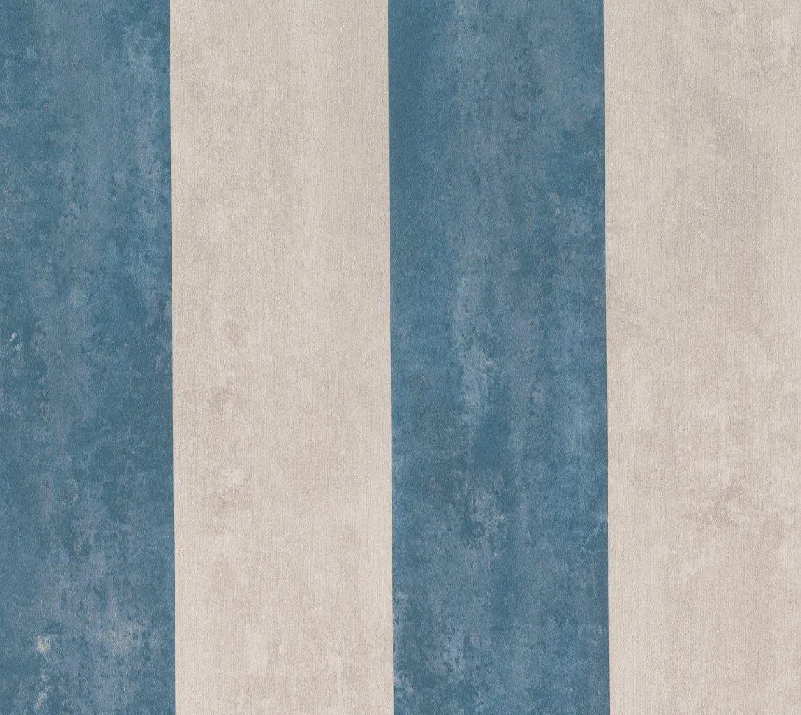 Carta da parati a righe blu e beige - Nanni Giancarlo