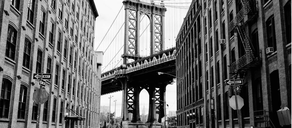 Carta parati soggiorno con veduta new york ponte di brooklyn
