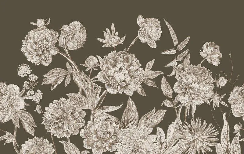 FLOWER ENGRAVED  | Carta da parati floreale