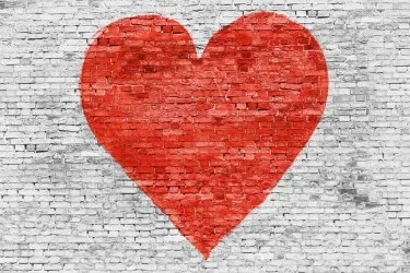 MURO MATTONI |  Carta parati finto muro con cuore - Var. 405