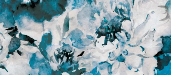 BP07 | Carta da parati floreale con grandi fiori blu e bianchi