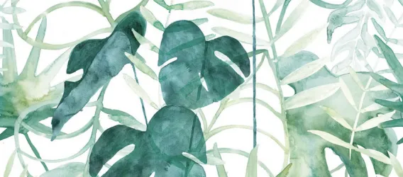 GIN2101NA | Carta parati vinilica con foglie verdi tropicali