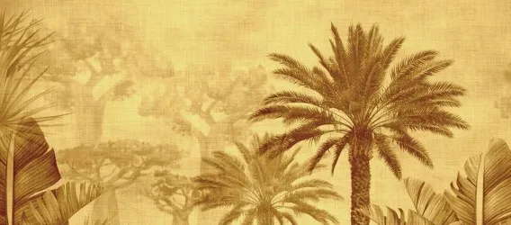 GIN2202 ORO | Carta da parati dorata jungla