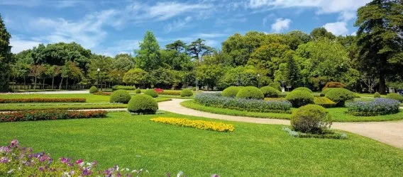 A743 | Carta da parati paesaggio 3D con giardino verde e fiori