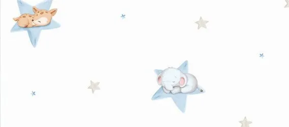 NAP450 | Carta da parati neonati e bambini con stelline e animaletti