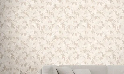 Carta da parati botanica con foglie - Coordinabile alle righe
