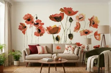 COQUELICOTS | Carta da parati con fiori grandi di papavero