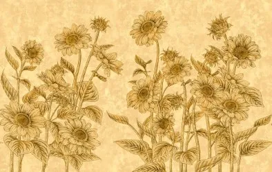 GIRASOLI ORO | Carta da parati dorata