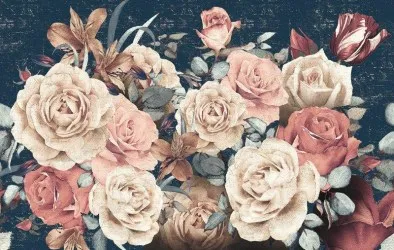 ROMANTICA | Carta da parati rosa su fondo blu - Colore 4