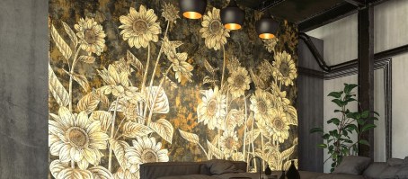GIRASOLI ORO | Carta da parati dorata - Colore oro